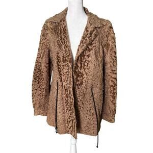 vintage koslow's fur lined brown caramel mob wife old money coat size small